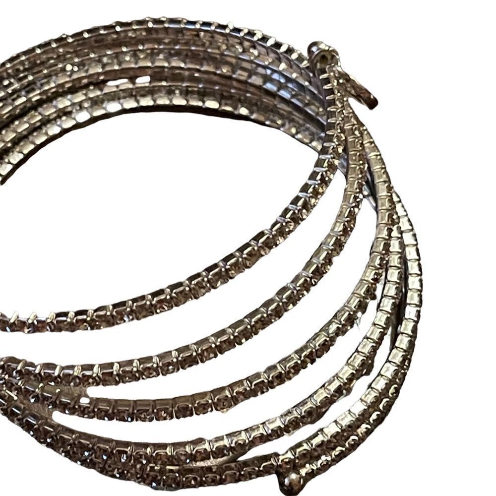 NWOT Ann Klein silver tone crystal spiral bracelet